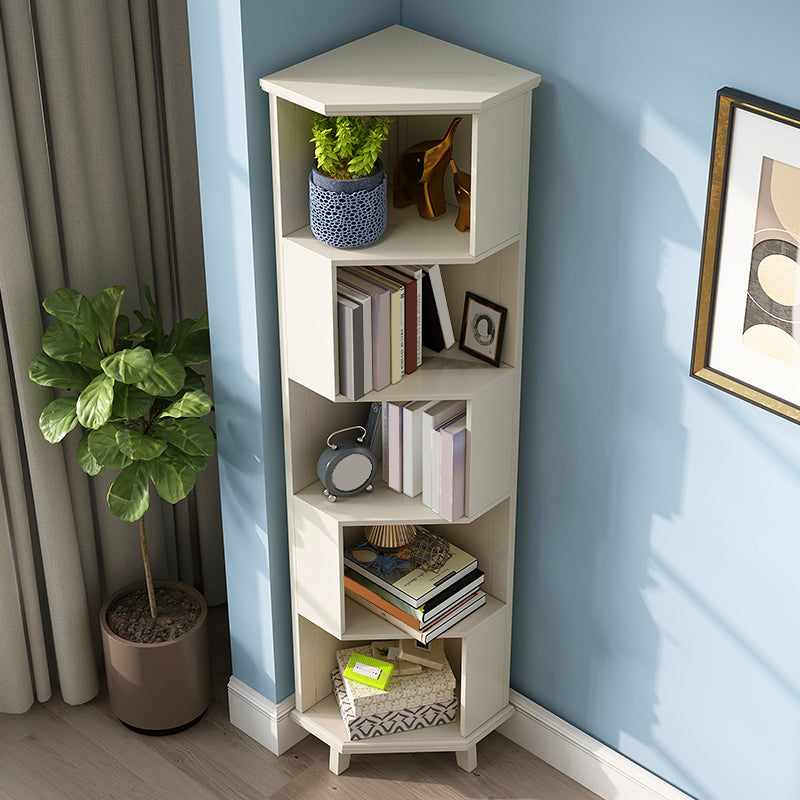 Coffre d'angle en bois marron / blanc, coffre d'accent de 15,75 "de large avec étagères