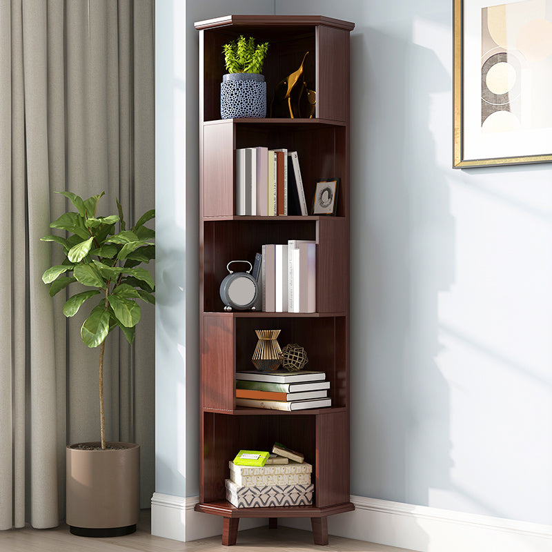 Coffre d'angle en bois marron / blanc, coffre d'accent de 15,75 "de large avec étagères