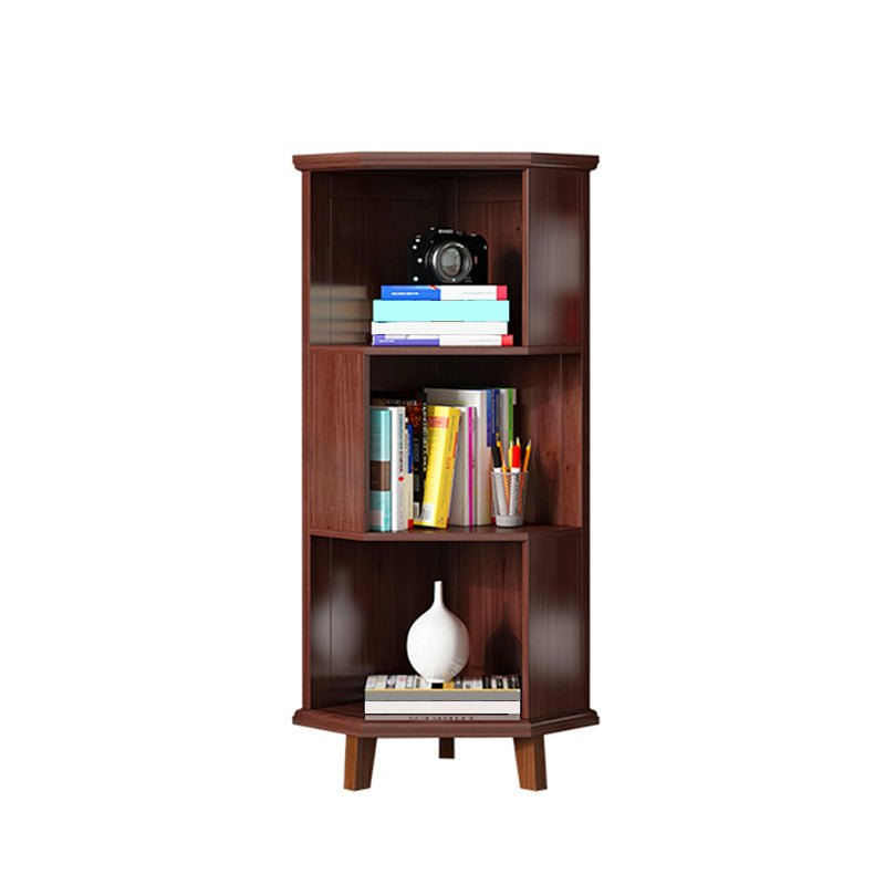 Coffre d'angle en bois marron / blanc, coffre d'accent de 15,75 "de large avec étagères