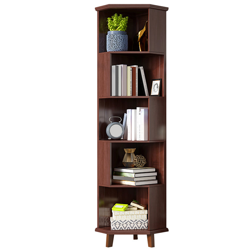 Coffre d'angle en bois marron / blanc, coffre d'accent de 15,75 "de large avec étagères