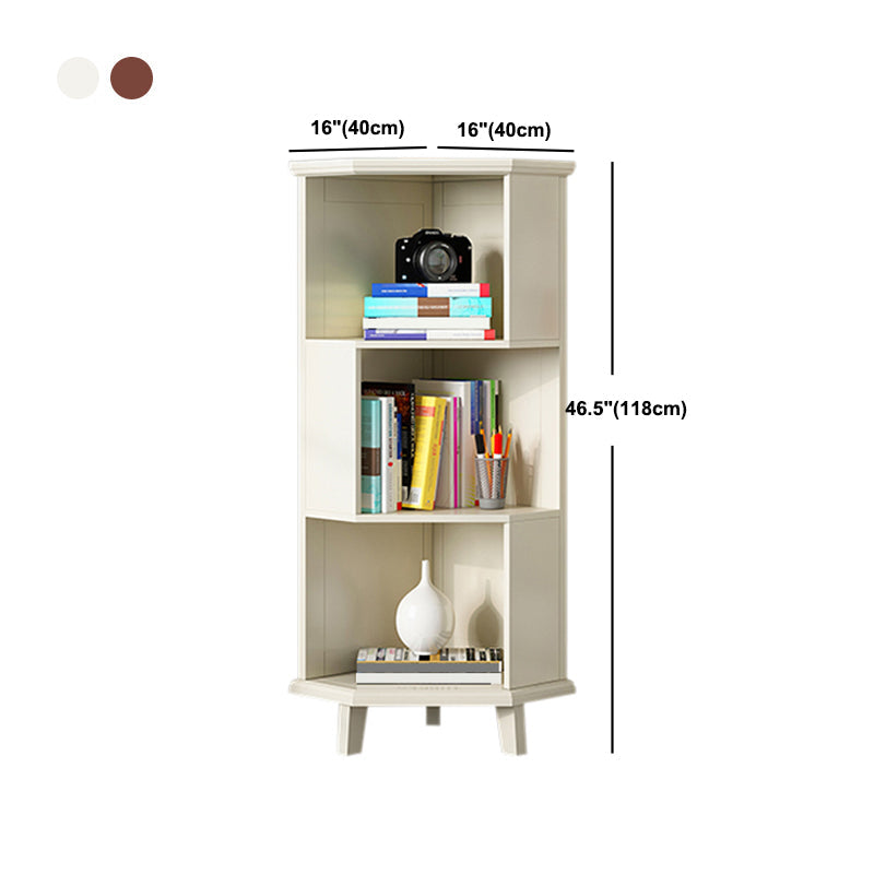 Coffre d'angle en bois marron / blanc, coffre d'accent de 15,75 "de large avec étagères