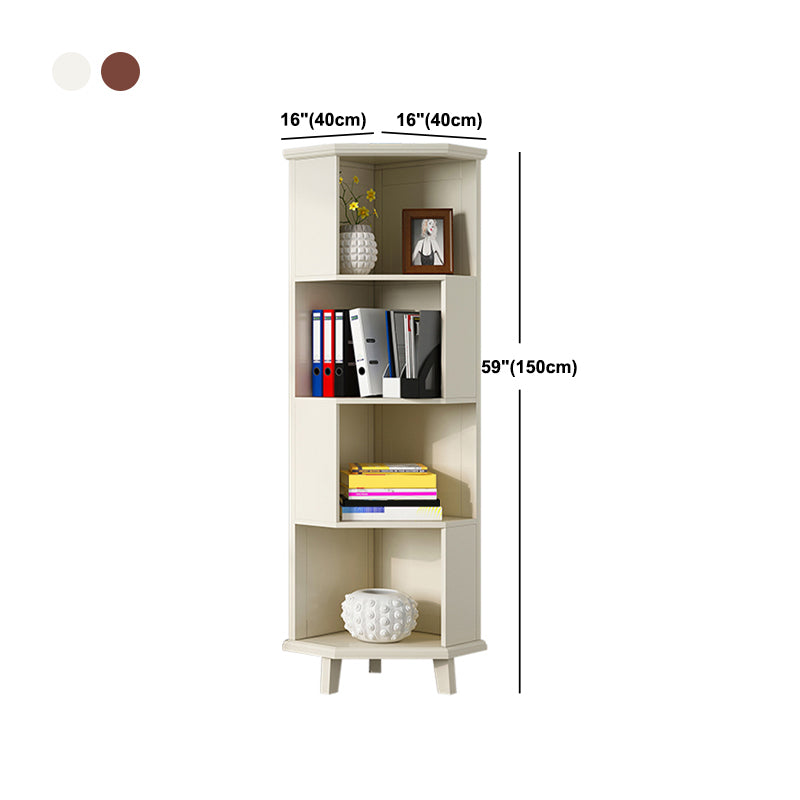 Coffre d'angle en bois marron / blanc, coffre d'accent de 15,75 "de large avec étagères