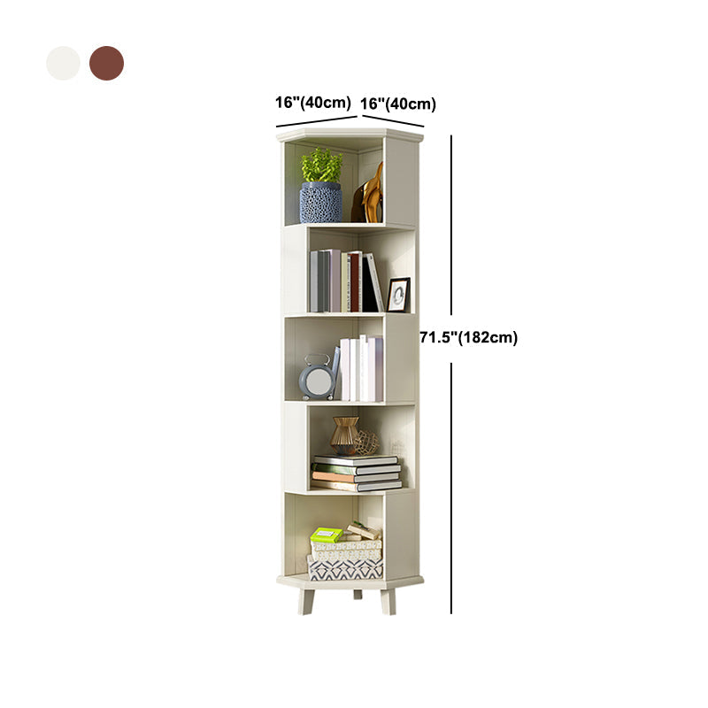 Coffre d'angle en bois marron / blanc, coffre d'accent de 15,75 "de large avec étagères