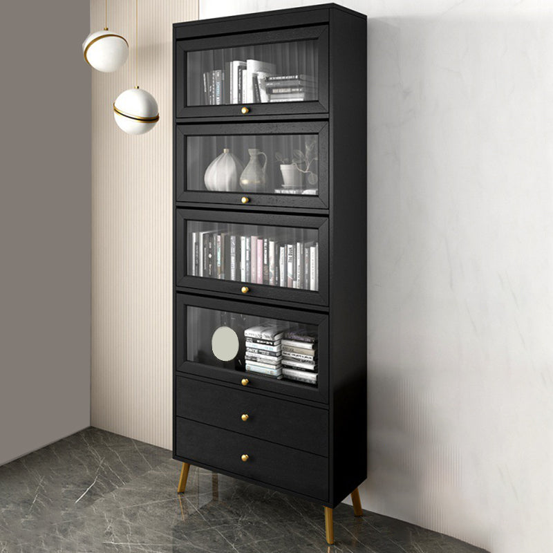 Armoire contemporaine à 2 tiroirs en bois noir, armoire à accent rectangle