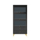 Armoire contemporaine à 2 tiroirs en bois noir, armoire à accent rectangle