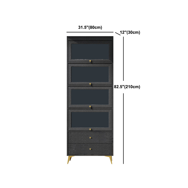 Armoire contemporaine à 2 tiroirs en bois noir, armoire à accent rectangle