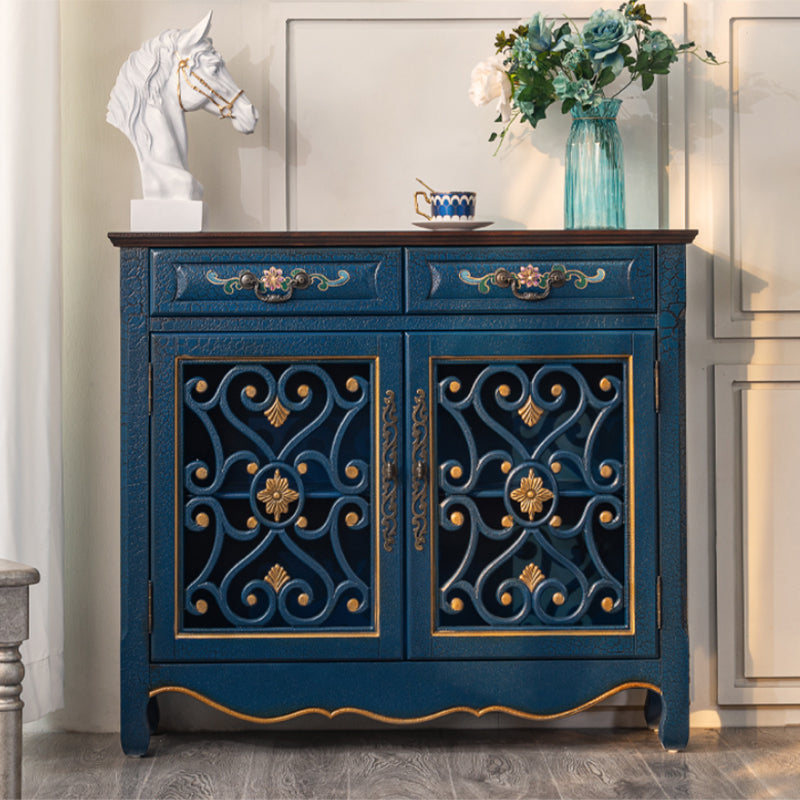 36.02"Tall 1- Door Wooden Cabinet, 2-drawer Rectangle Accent Cabinet Blue Clearhalo 'Cabinets & Chests' 'cabinets_chests' 'furn' 'furn_cabinets_chests' 'Furniture' 'Living Room Furniture' 5826247