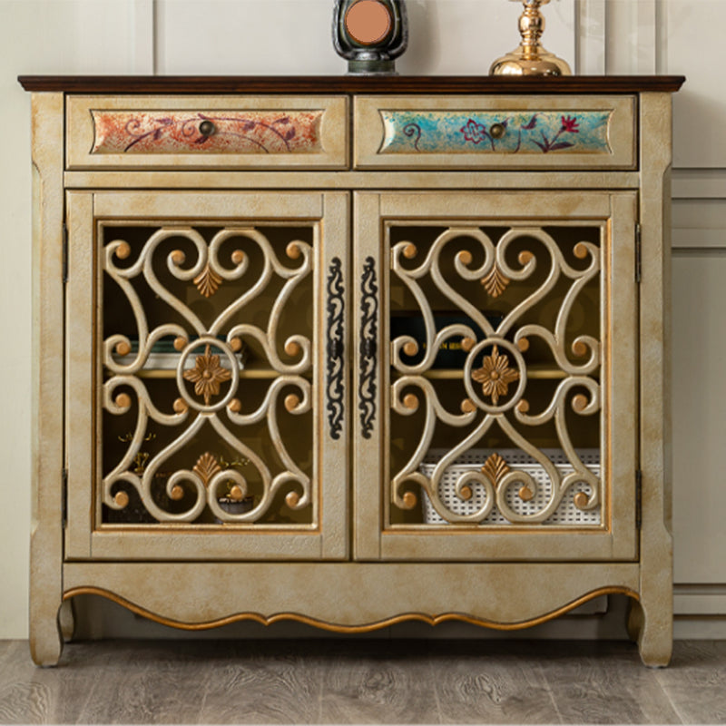 36.02"Tall 1- Door Wooden Cabinet, 2-drawer Rectangle Accent Cabinet Champagne Clearhalo 'Cabinets & Chests' 'cabinets_chests' 'furn' 'furn_cabinets_chests' 'Furniture' 'Living Room Furniture' 5826257