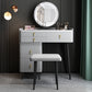 Wood and Metal Vanity Table with Stone Top Makeup Desk in Grey/Orange