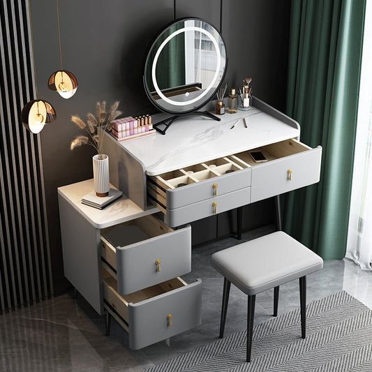 Tavolo da vanità in legno e metallo con scrivania per trucco top in pietra in grigio/arancione