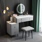 Wood and Metal Vanity Table with Stone Top Makeup Desk in Grey/Orange