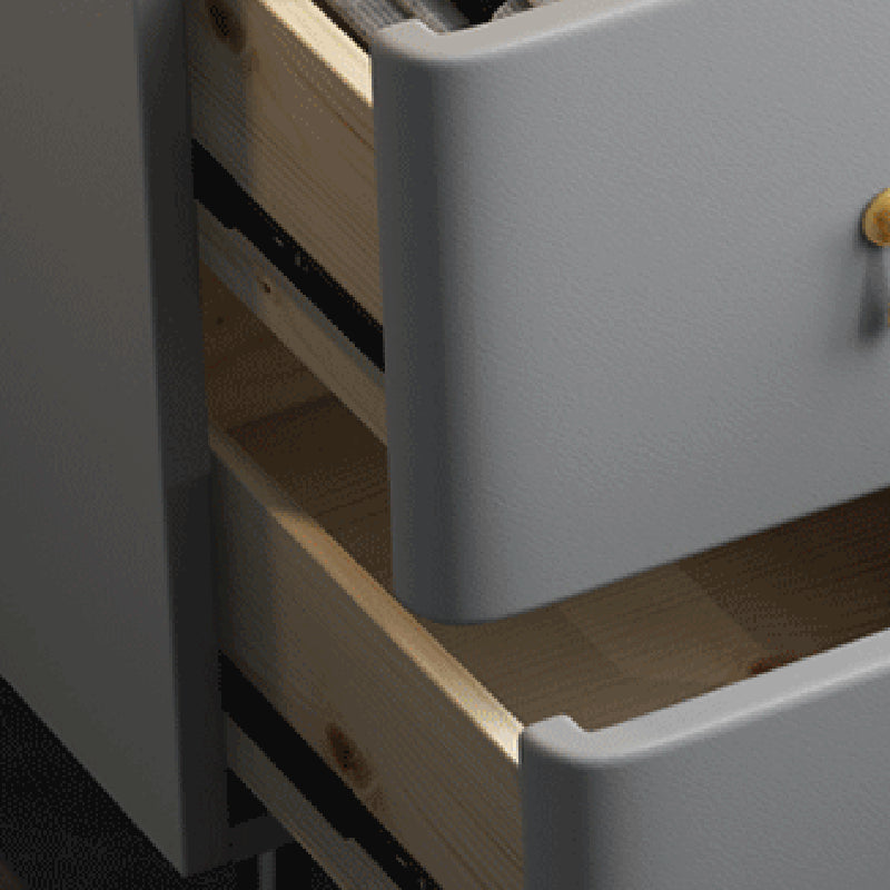 Wood and Metal Vanity Table with Stone Top Makeup Desk in Grey/Orange