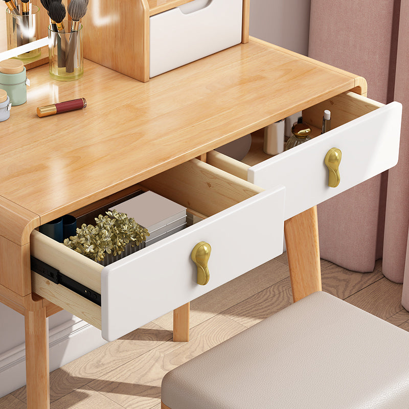 スツールと鏡が付いたソリッドウッドドレッサースカンジナビアの虚栄心