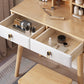 2-Drawers Mirror Table Dressing Table Solid Wood Make-up Vanity Clearhalo 'Bedroom Furniture' 'furn' 'furn_makeup_vanities' 'Furniture' 'Makeup Vanities' 'makeup_vanities' 5827803