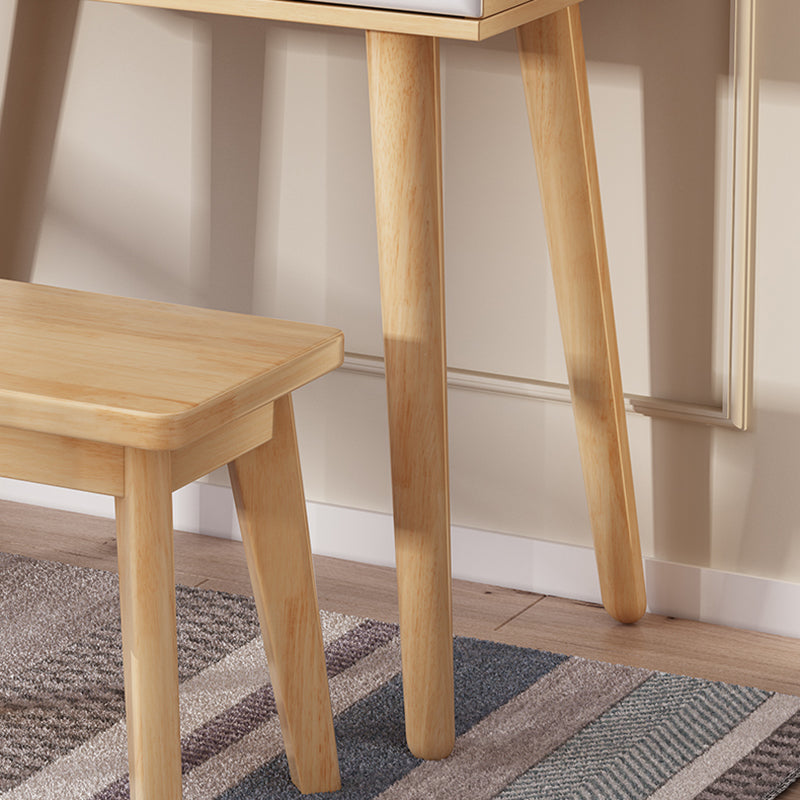 2-Drawers Mirror Table Dressing Table Solid Wood Make-up Vanity Clearhalo 'Bedroom Furniture' 'furn' 'furn_makeup_vanities' 'Furniture' 'Makeup Vanities' 'makeup_vanities' 5827804