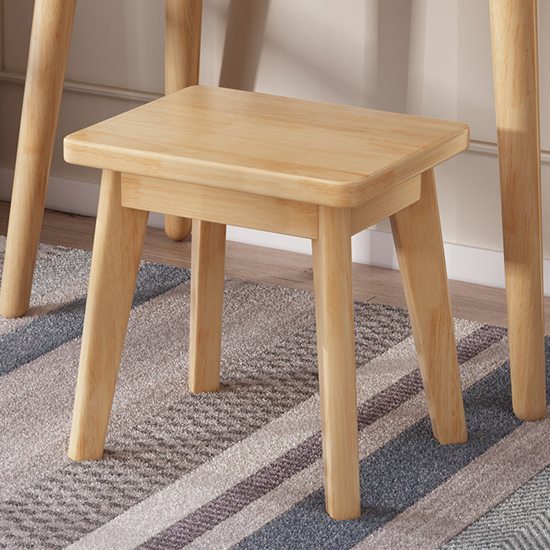 2-Drawers Mirror Table Dressing Table Solid Wood Make-up Vanity Clearhalo 'Bedroom Furniture' 'furn' 'furn_makeup_vanities' 'Furniture' 'Makeup Vanities' 'makeup_vanities' 5827805