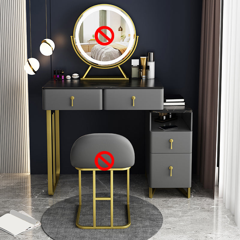 Grijze kaptafel echte lederen ijdelheid tafel met opbergladen