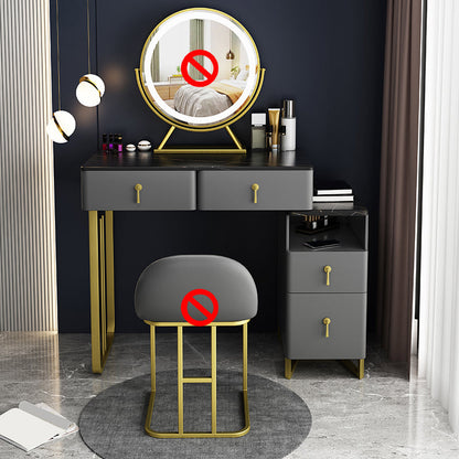 Grijze kaptafel echte lederen ijdelheid tafel met opbergladen