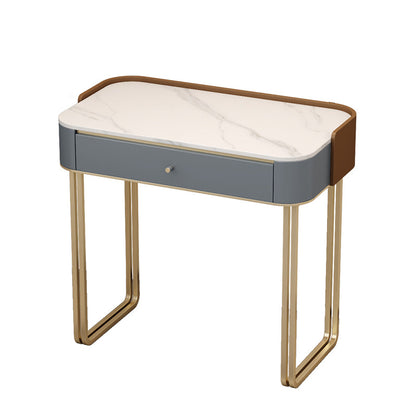 Stone Top Make-up Eitelkeit luxuriöser Metall-Schminktisch in Grau/Weiß