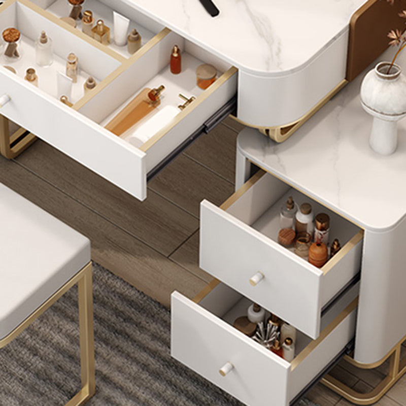 Stone Top Make-up Eitelkeit luxuriöser Metall-Schminktisch in Grau/Weiß