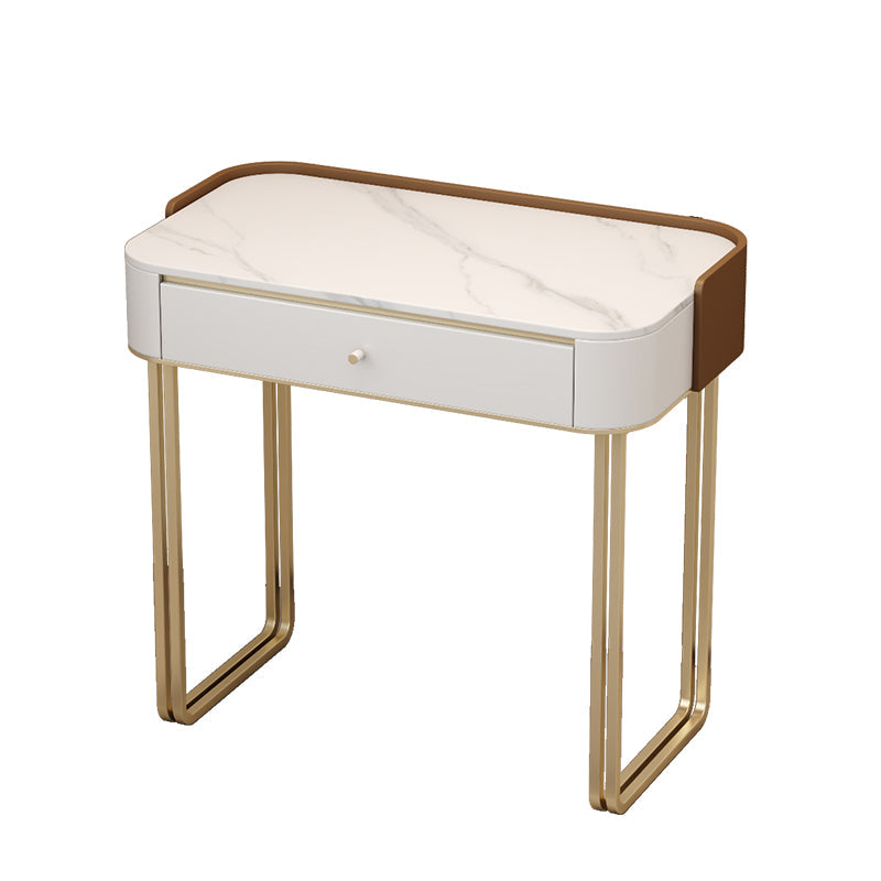 Stone Top Make-up Eitelkeit luxuriöser Metall-Schminktisch in Grau/Weiß