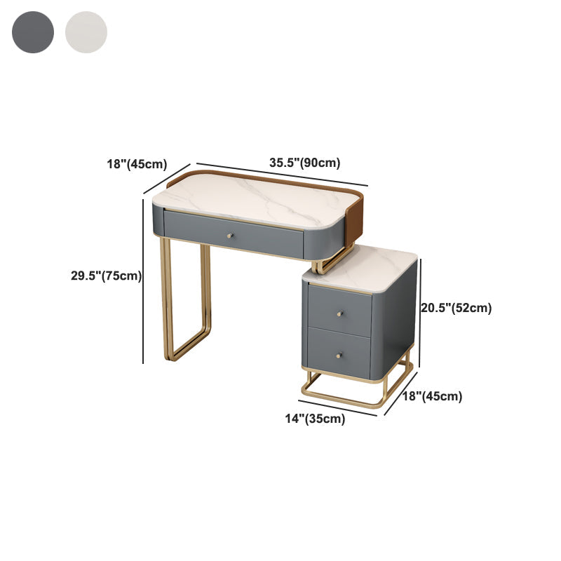 Stone Top Make-up Eitelkeit luxuriöser Metall-Schminktisch in Grau/Weiß