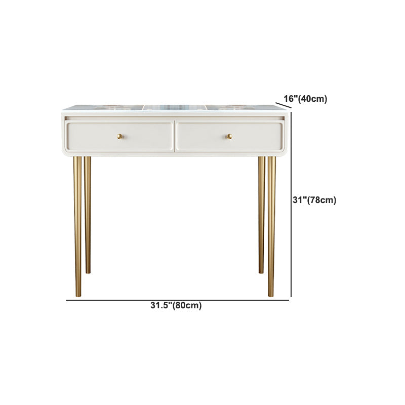 2つの引き出しを備えた木材の虚栄心石トップドレッシングテーブルの白い
