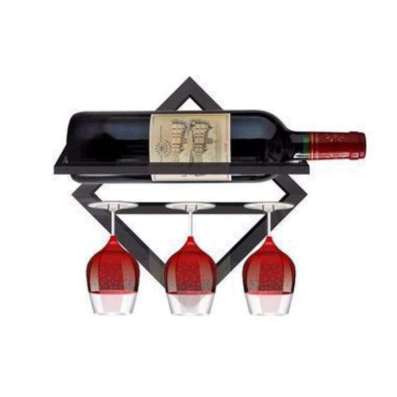 Wall Mounted Wine Holder Metal Home Wine Glass Stemware Rack Holder Wine Bottle & Glass Rack Black 1 Piece Clearhalo 'furn' 'furn_wine_racks' 'Furniture' 'Kitchen & Dining Furniture' 'Wine Racks' 'wine_racks' 5828204