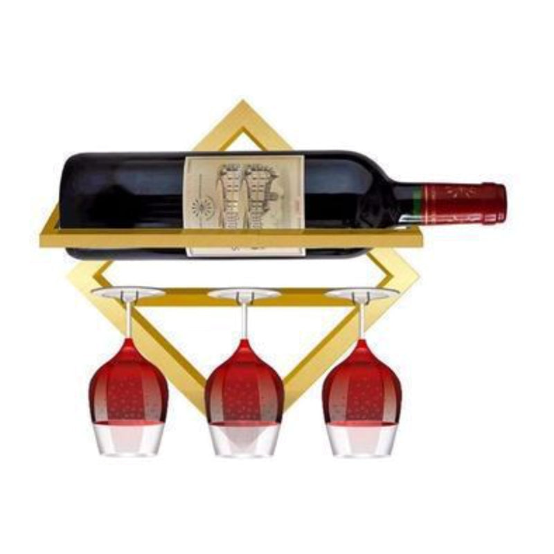 Wall Mounted Wine Holder Metal Home Wine Glass Stemware Rack Holder Wine Bottle & Glass Rack Gold 1 Piece Clearhalo 'furn' 'furn_wine_racks' 'Furniture' 'Kitchen & Dining Furniture' 'Wine Racks' 'wine_racks' 5828216