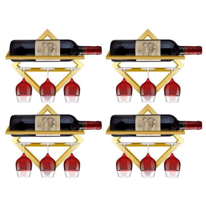Wall Mounted Wine Holder Metal Home Wine Glass Stemware Rack Holder Wine Bottle & Glass Rack Gold 4 Piece Set Clearhalo 'furn' 'furn_wine_racks' 'Furniture' 'Kitchen & Dining Furniture' 'Wine Racks' 'wine_racks' 5828219