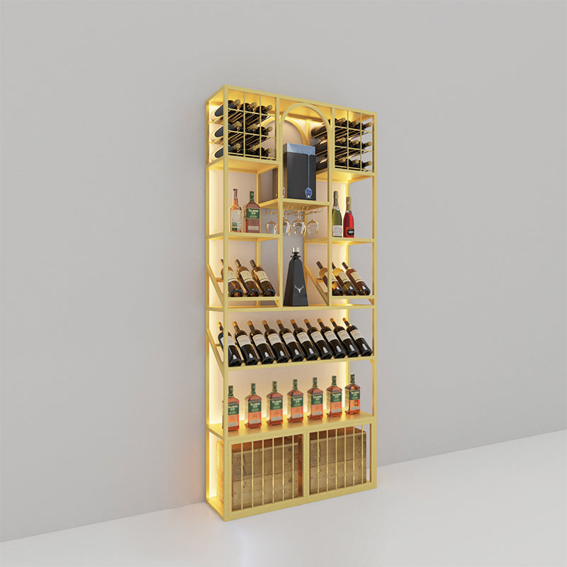 Luxury Floor Wine Shelf Metal Horizontal Wine Racks with Shelf 39"L x 12"W x 90.5"H Gold Clearhalo 'furn' 'furn_wine_racks' 'Furniture' 'Kitchen & Dining Furniture' 'Wine Racks' 'wine_racks' 5828344