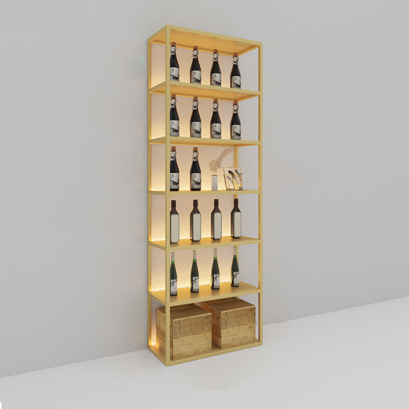 Luxury Floor Wine Shelf Metal Horizontal Wine Racks with Shelf 31.5"L x 14"W x 91"H Light Gold Clearhalo 'furn' 'furn_wine_racks' 'Furniture' 'Kitchen & Dining Furniture' 'Wine Racks' 'wine_racks' 5828355
