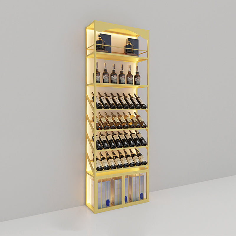 Luxury Floor Wine Shelf Metal Horizontal Wine Racks with Shelf 31.5"L x 12"W x 90.5"H Gold Clearhalo 'furn' 'furn_wine_racks' 'Furniture' 'Kitchen & Dining Furniture' 'Wine Racks' 'wine_racks' 5828357