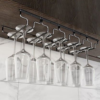 Contemporary Hanging Glass & Stemware Holder Stainless Steel Glass Rack in Black 22.4"L x 7.1"W x 2.2"H 1 Piece Clearhalo 'furn' 'furn_wine_racks' 'Furniture' 'Kitchen & Dining Furniture' 'Wine Racks' 'wine_racks' 5828368