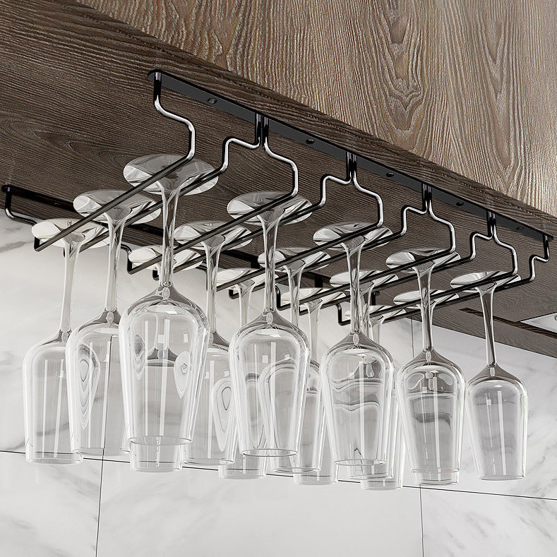 Contemporary Hanging Glass & Stemware Holder Stainless Steel Glass Rack in Black 22.4"L x 11"W x 2.2"H 1 Piece Clearhalo 'furn' 'furn_wine_racks' 'Furniture' 'Kitchen & Dining Furniture' 'Wine Racks' 'wine_racks' 5828369
