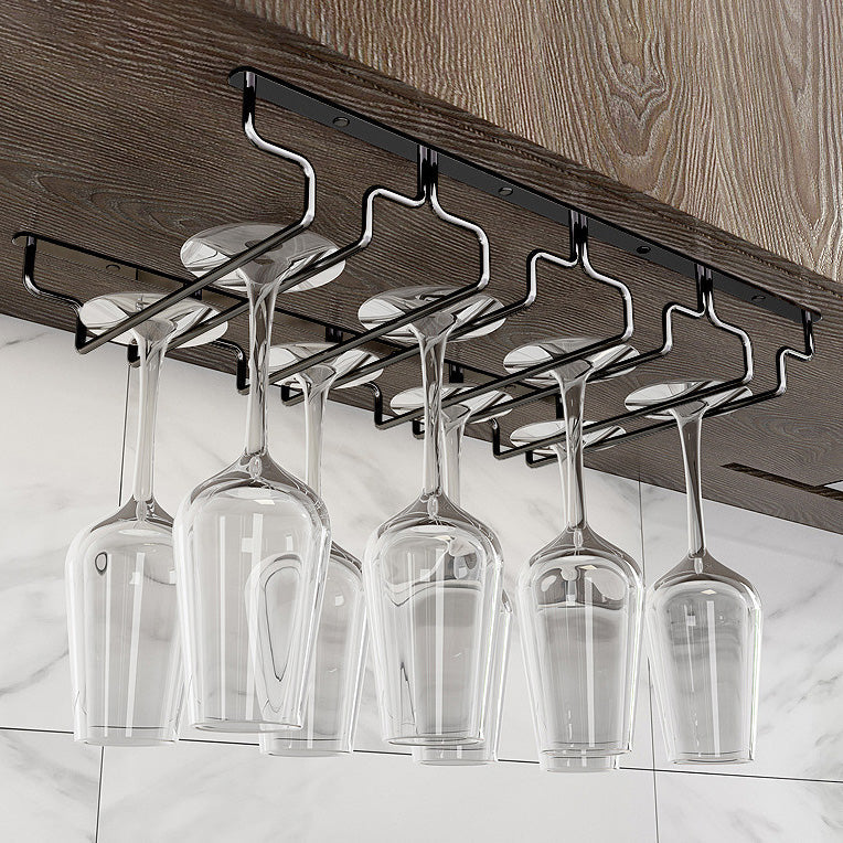 Contemporary Hanging Glass & Stemware Holder Stainless Steel Glass Rack in Black Clearhalo 'furn' 'furn_wine_racks' 'Furniture' 'Kitchen & Dining Furniture' 'Wine Racks' 'wine_racks' 5828370