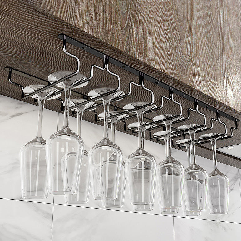 Contemporary Hanging Glass & Stemware Holder Stainless Steel Glass Rack in Black 27"L x 7.1"W x 2.2"H 1 Piece Clearhalo 'furn' 'furn_wine_racks' 'Furniture' 'Kitchen & Dining Furniture' 'Wine Racks' 'wine_racks' 5828371