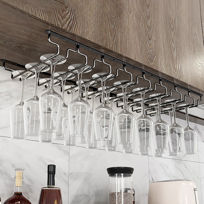 Contemporary Hanging Glass & Stemware Holder Stainless Steel Glass Rack in Black Clearhalo 'furn' 'furn_wine_racks' 'Furniture' 'Kitchen & Dining Furniture' 'Wine Racks' 'wine_racks' 5828372