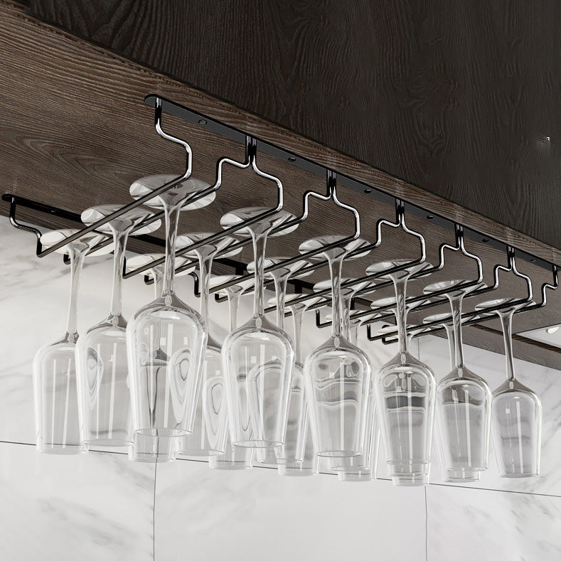 Contemporary Hanging Glass & Stemware Holder Stainless Steel Glass Rack in Black 27"L x 11"W x 2.2"H 1 Piece Clearhalo 'furn' 'furn_wine_racks' 'Furniture' 'Kitchen & Dining Furniture' 'Wine Racks' 'wine_racks' 5828374