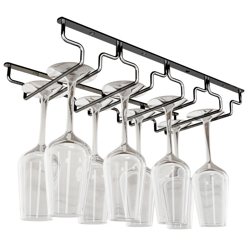 Contemporary Hanging Glass & Stemware Holder Stainless Steel Glass Rack in Black Clearhalo 'furn' 'furn_wine_racks' 'Furniture' 'Kitchen & Dining Furniture' 'Wine Racks' 'wine_racks' 5828375