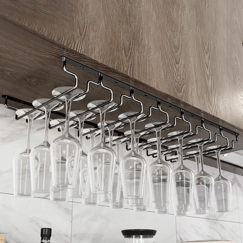 Contemporary Hanging Glass & Stemware Holder Stainless Steel Glass Rack in Black 31.5"L x 11"W x 2.2"H 1 Piece Clearhalo 'furn' 'furn_wine_racks' 'Furniture' 'Kitchen & Dining Furniture' 'Wine Racks' 'wine_racks' 5828377