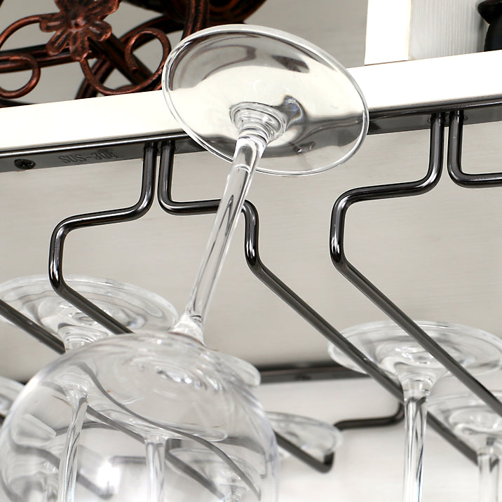 Contemporary Hanging Glass & Stemware Holder Stainless Steel Glass Rack in Black Clearhalo 'furn' 'furn_wine_racks' 'Furniture' 'Kitchen & Dining Furniture' 'Wine Racks' 'wine_racks' 5828384