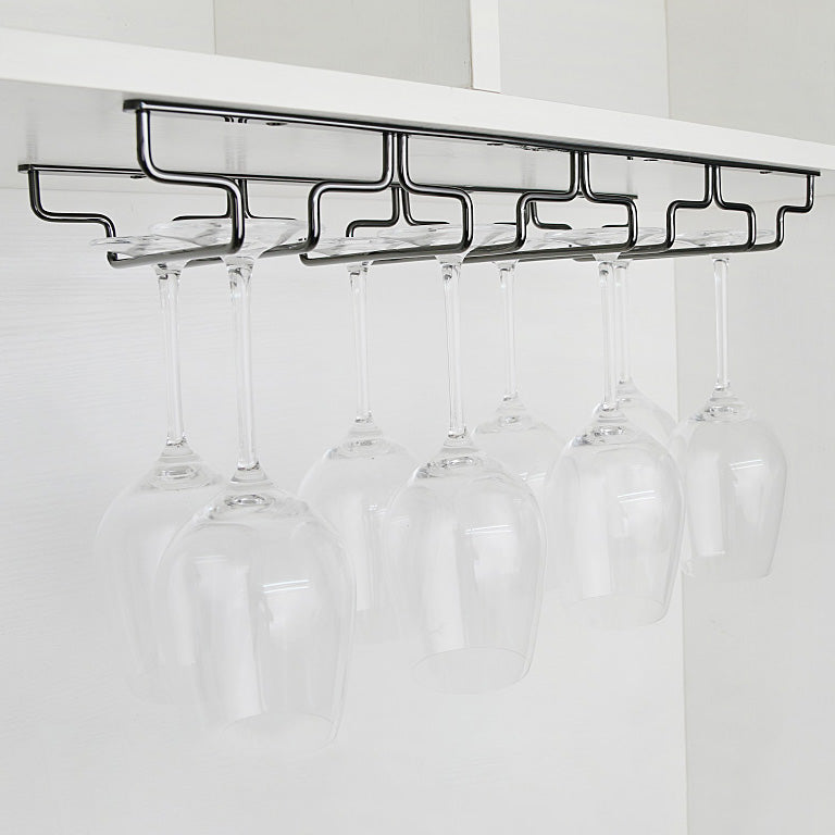 Contemporary Hanging Glass & Stemware Holder Stainless Steel Glass Rack in Black Clearhalo 'furn' 'furn_wine_racks' 'Furniture' 'Kitchen & Dining Furniture' 'Wine Racks' 'wine_racks' 5828388