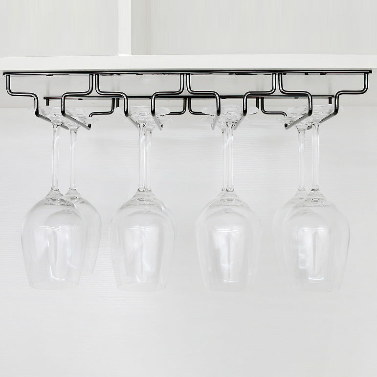 Contemporary Hanging Glass & Stemware Holder Stainless Steel Glass Rack in Black Clearhalo 'furn' 'furn_wine_racks' 'Furniture' 'Kitchen & Dining Furniture' 'Wine Racks' 'wine_racks' 5828390