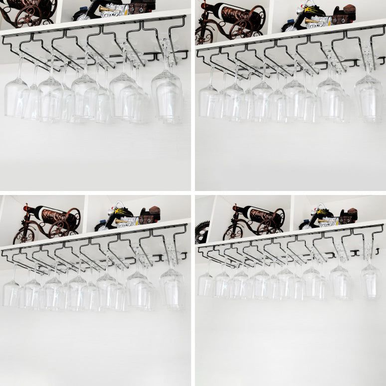 Contemporary Hanging Glass & Stemware Holder Stainless Steel Glass Rack in Black Clearhalo 'furn' 'furn_wine_racks' 'Furniture' 'Kitchen & Dining Furniture' 'Wine Racks' 'wine_racks' 5828392