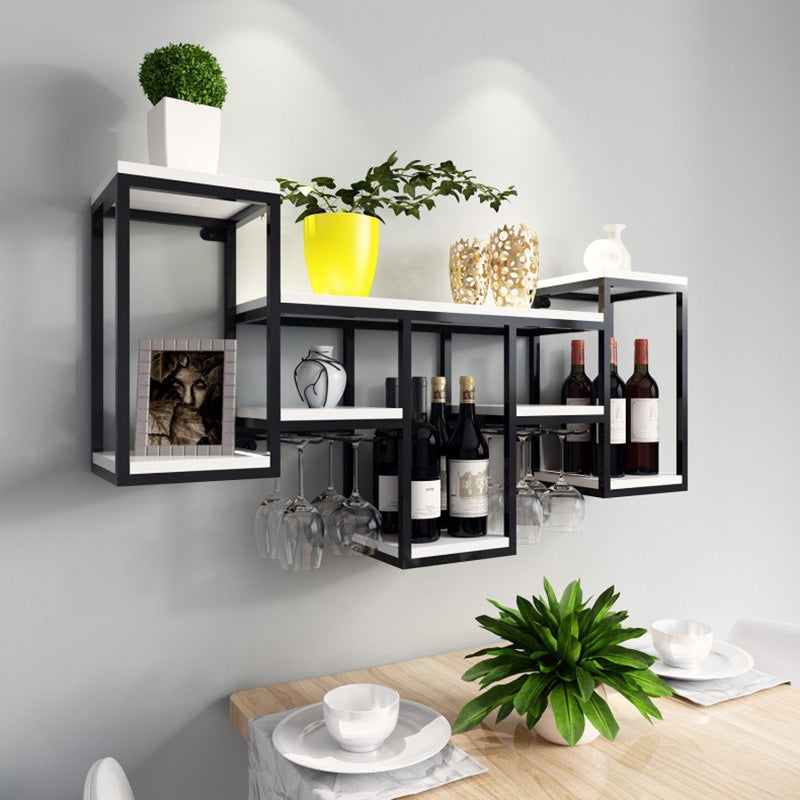 Wall Mounted Wine Holder Manufactured Wood Wine Holder Rack-41.7" X 7.87" X 23.6" Black White 1 Piece Clearhalo 'furn' 'furn_wine_racks' 'Furniture' 'Kitchen & Dining Furniture' 'Wine Racks' 'wine_racks' 5828405