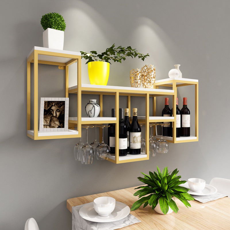 Wall Mounted Wine Holder Manufactured Wood Wine Holder Rack-41.7" X 7.87" X 23.6" White-Gold 1 Piece Clearhalo 'furn' 'furn_wine_racks' 'Furniture' 'Kitchen & Dining Furniture' 'Wine Racks' 'wine_racks' 5828406