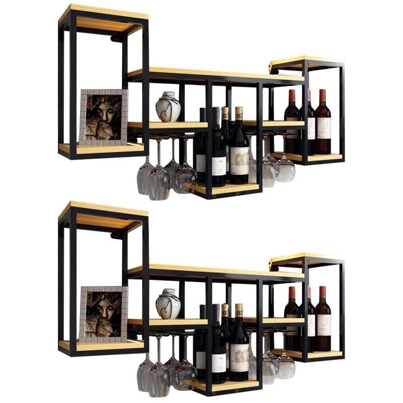 Wall Mounted Wine Holder Manufactured Wood Wine Holder Rack-41.7" X 7.87" X 23.6" Matte Black 2 Piece Set Clearhalo 'furn' 'furn_wine_racks' 'Furniture' 'Kitchen & Dining Furniture' 'Wine Racks' 'wine_racks' 5828412