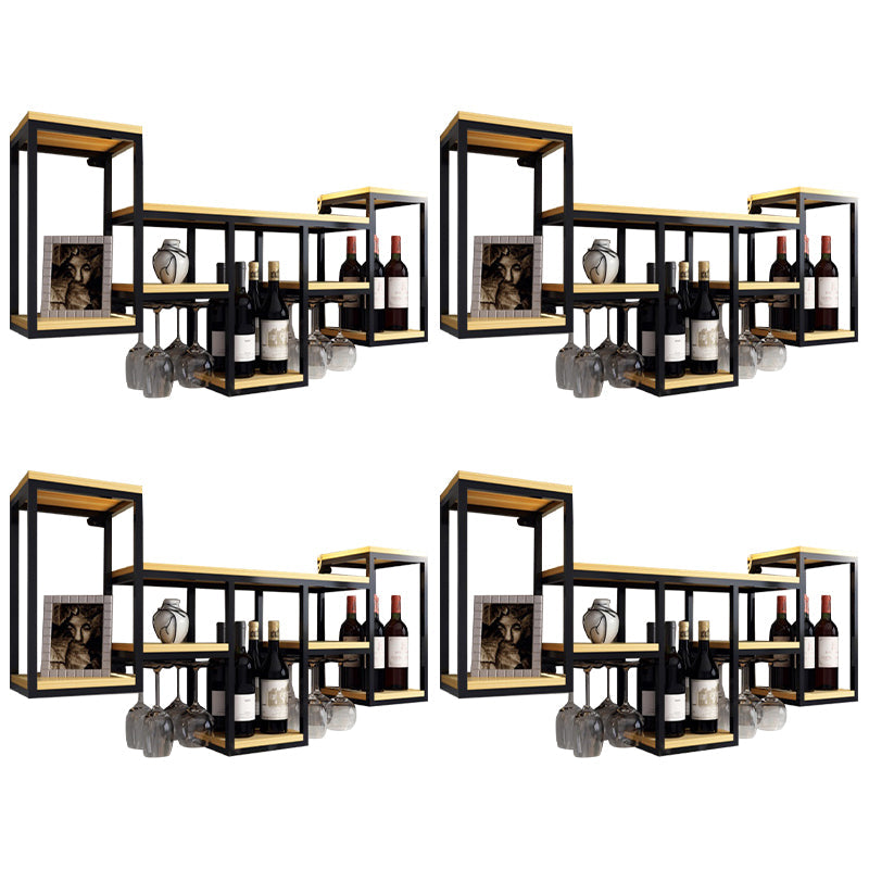 Wall Mounted Wine Holder Manufactured Wood Wine Holder Rack-41.7" X 7.87" X 23.6" Matte Black 4 Piece Set Clearhalo 'furn' 'furn_wine_racks' 'Furniture' 'Kitchen & Dining Furniture' 'Wine Racks' 'wine_racks' 5828415