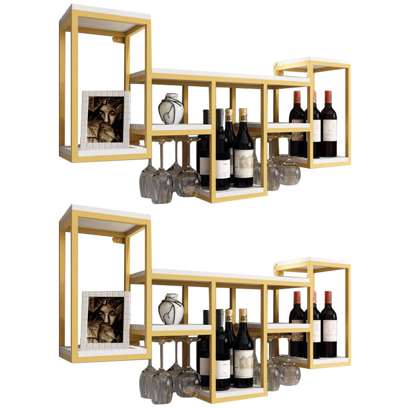 Wall Mounted Wine Holder Manufactured Wood Wine Holder Rack-41.7" X 7.87" X 23.6" White-Gold 2 Piece Set Clearhalo 'furn' 'furn_wine_racks' 'Furniture' 'Kitchen & Dining Furniture' 'Wine Racks' 'wine_racks' 5828424